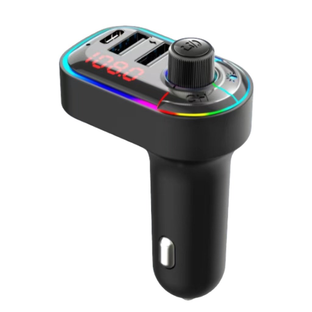 Bluetooth Car Kit with Colorful Light Car Music Player Hifi Bass Wireless Bluetooth FM Transmitter with LED